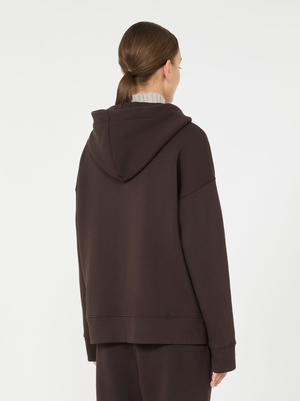 Brushed jersey zip-up sweatshirt - BROWN - Max Mara - 3