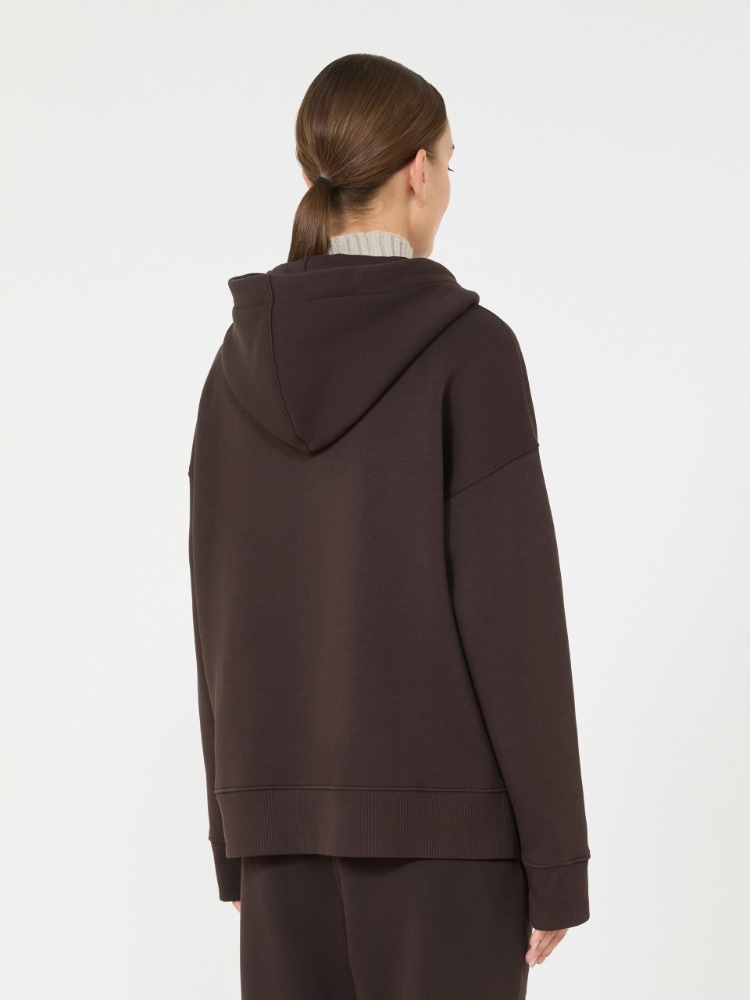 Brushed jersey zip-up sweatshirt - BROWN - Max Mara - 3