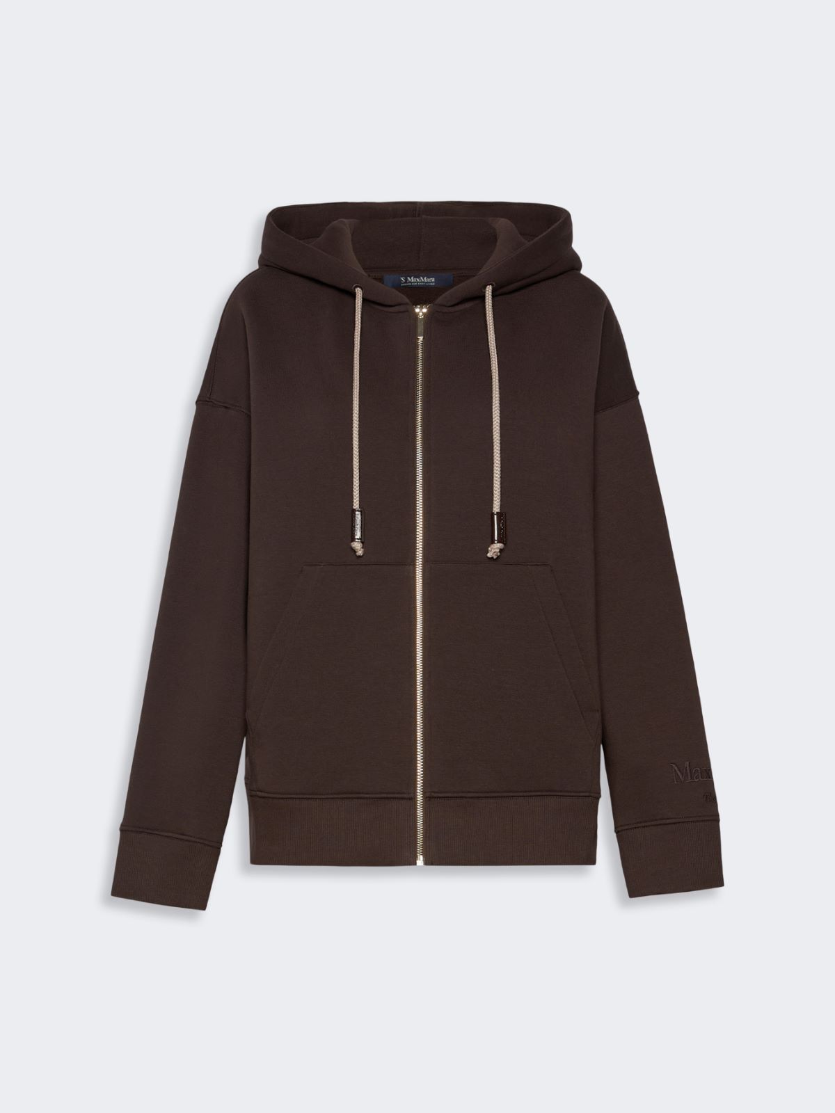 Brushed jersey zip-up sweatshirt - BROWN - Max Mara - 4