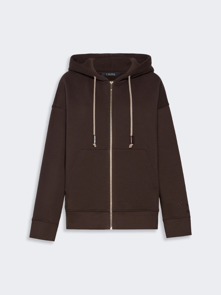 Brushed jersey zip-up sweatshirt - BROWN