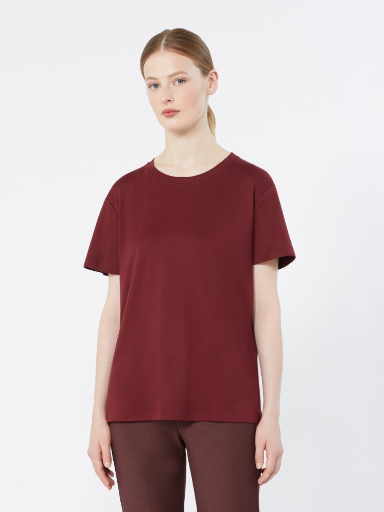 Cotton and modal jersey T-shirt - DARK RED - 2