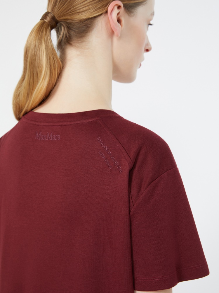 Cotton and modal jersey T-shirt - DARK RED - 4