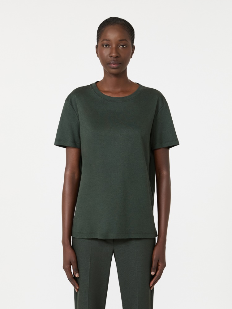 Cotton and modal jersey T-shirt - DARK GREEN - 2