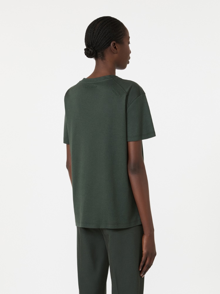 Cotton and modal jersey T-shirt - DARK GREEN - 3