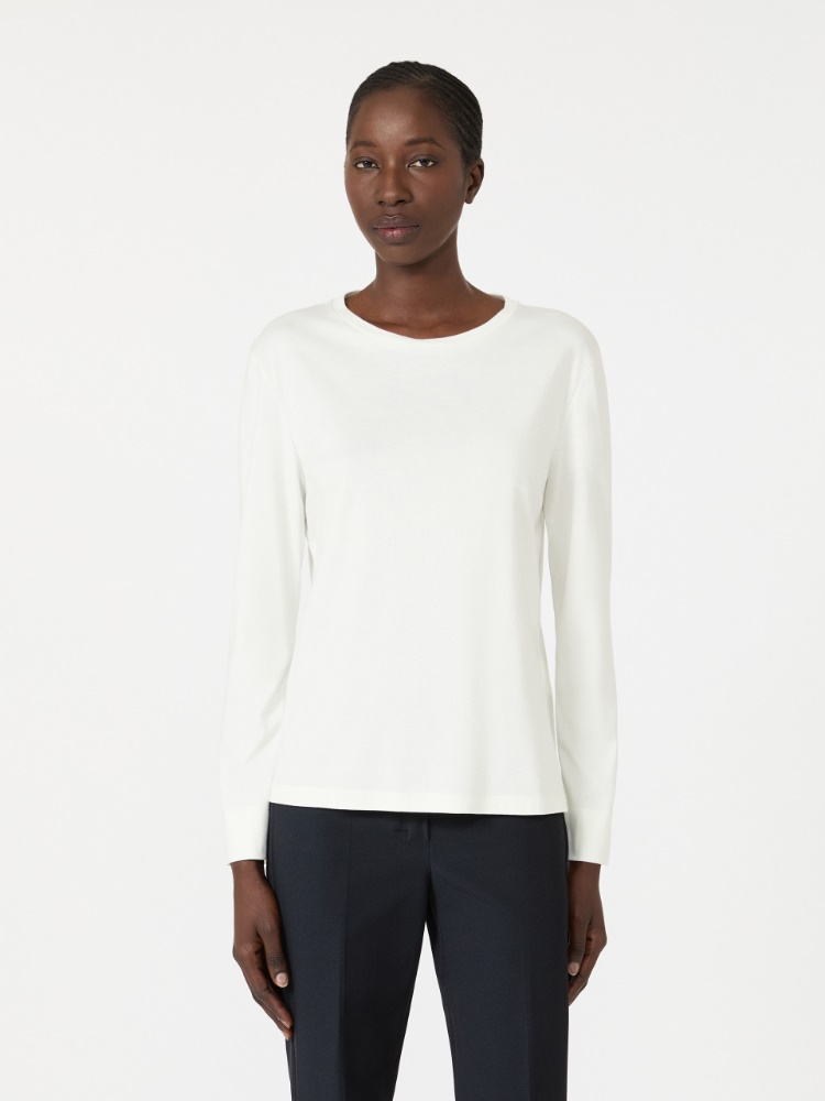 Long-sleeved cotton and modal T-shirt - WHITE - 2