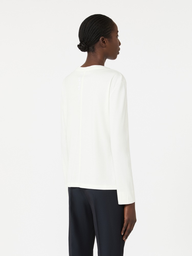 Long-sleeved cotton and modal T-shirt - WHITE - 3