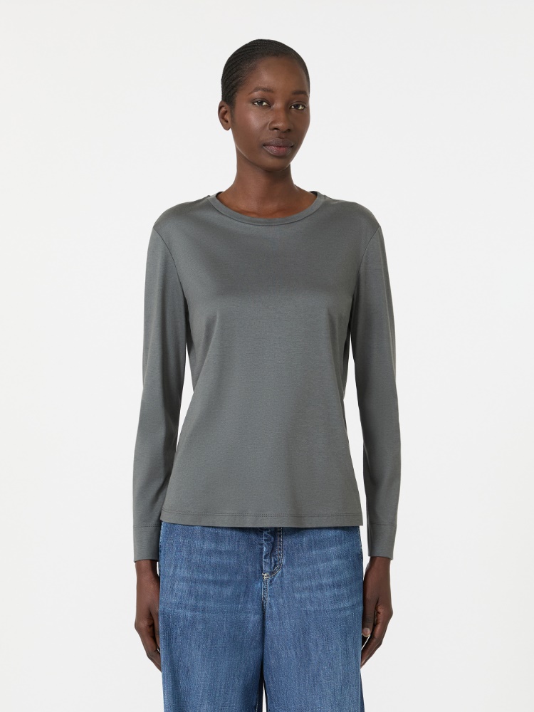 Long-sleeved cotton and modal T-shirt - DARK GREY - 2