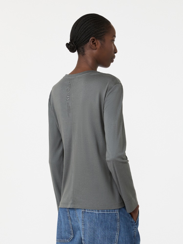 Long-sleeved cotton and modal T-shirt - DARK GREY - 3