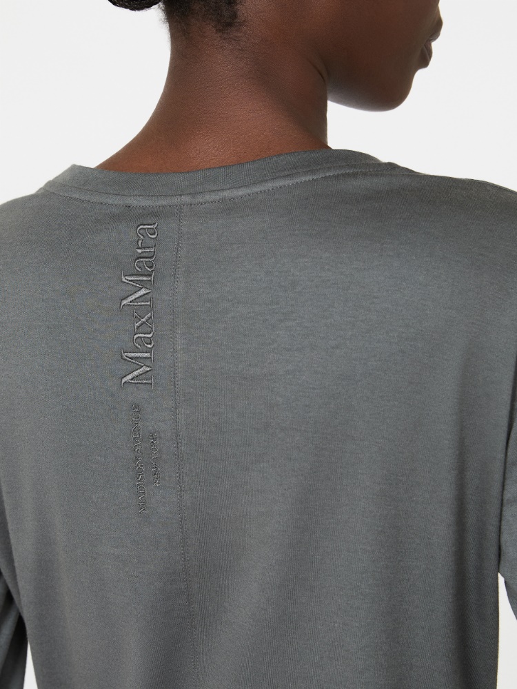 Long-sleeved cotton and modal T-shirt - DARK GREY - 4