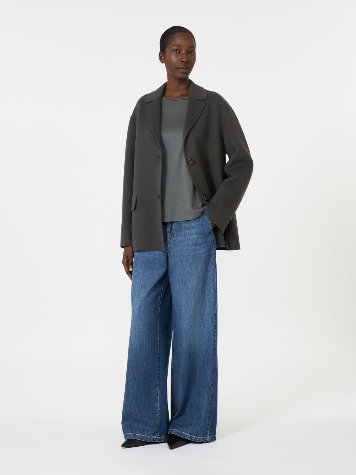 Long-sleeved cotton and modal T-shirt + DARK GREY - Max Mara