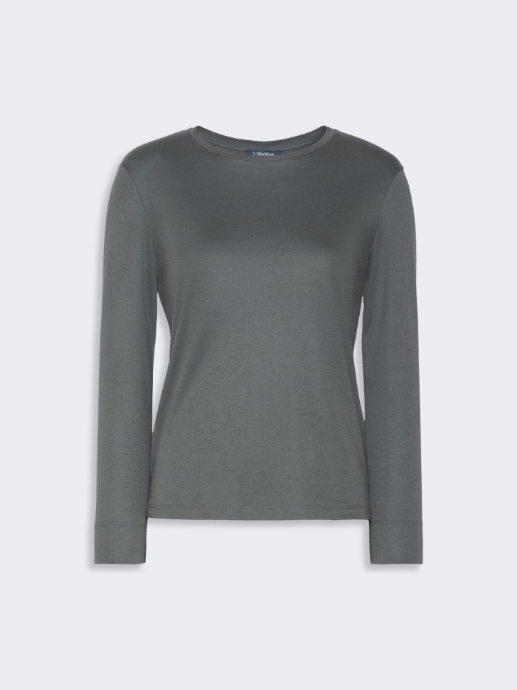 Long-sleeved cotton and modal T-shirt - DARK GREY