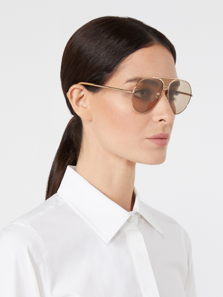 Metal pilot sunglasses - CAMEL